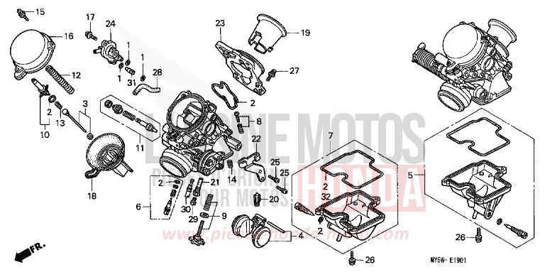 VERGASER (EINZELTEILE) von CB1300 Super Bold'or ABS PROCYON RED METALLIC (R203) von 1996